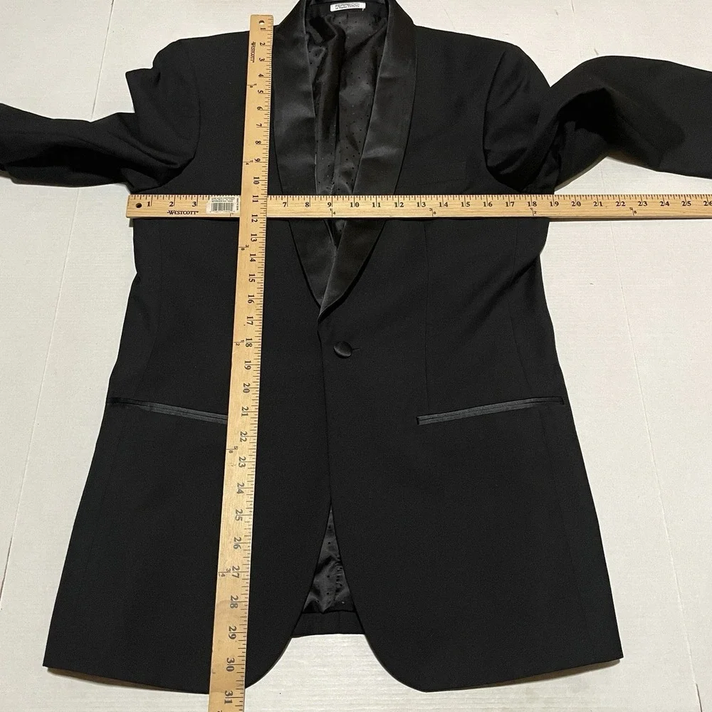 FERRECCI Black Slim Fit Tuxedo Jacket 36R Shawl Lapel 1 Button Formal Blazer